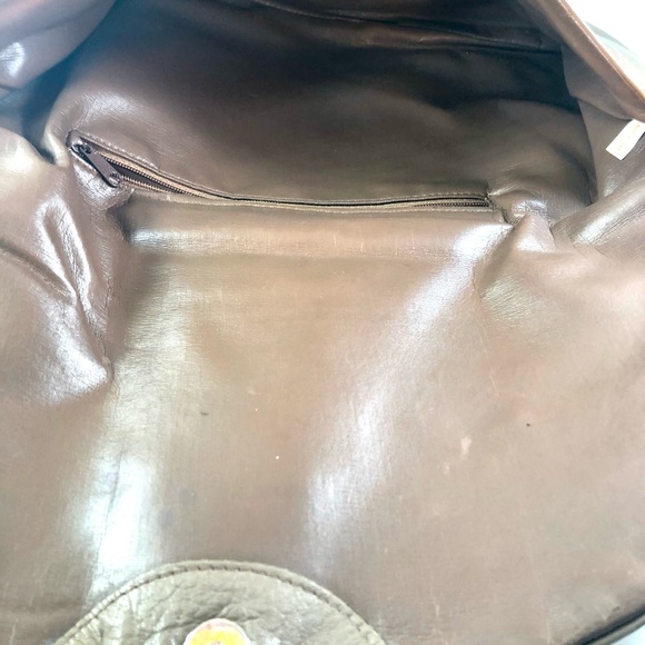 VINTAGE 1980’s LEATHER & SNAKE SKIN LG TAN CLUTCH PURSE Granny Core Y2K Retro - Picture 12 of 12